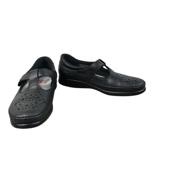 SAS Willow Leather Loafer Women Sz 9N Black Cutout Tripad Comfy Retro Made USA - Picture 2 of 15